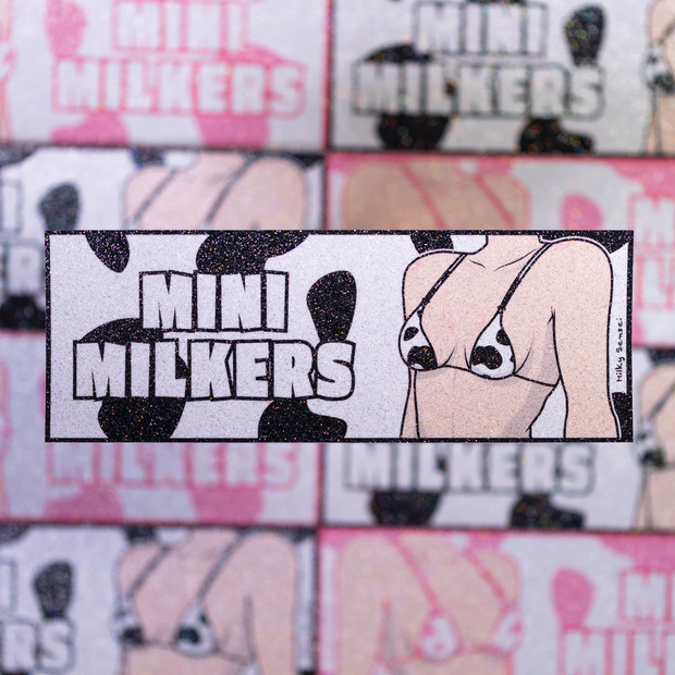 Mini Milkers Slap Sticker - Black (Glitter Holo)