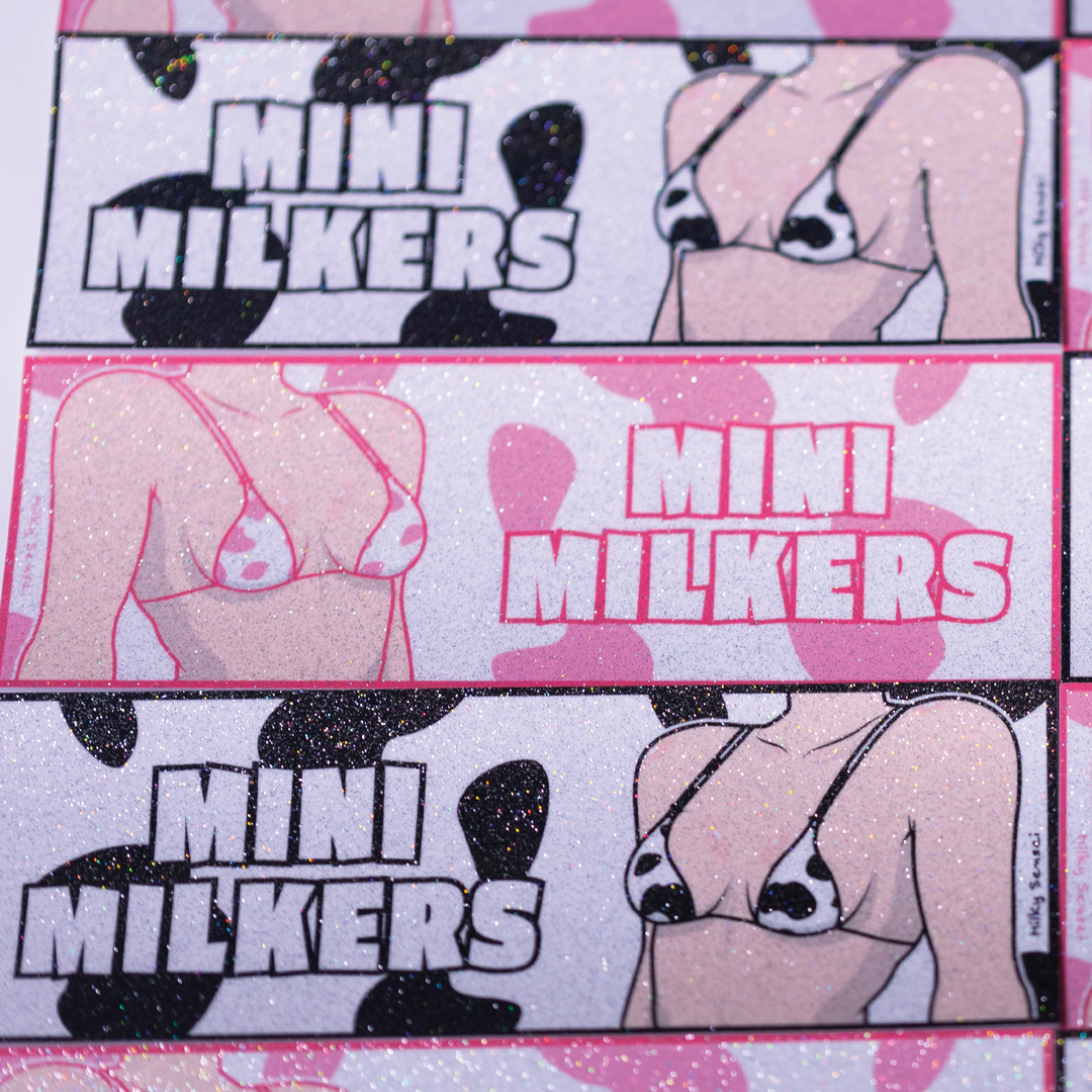 Mini Milkers Slap Sticker - Pink (Glitter Holo)