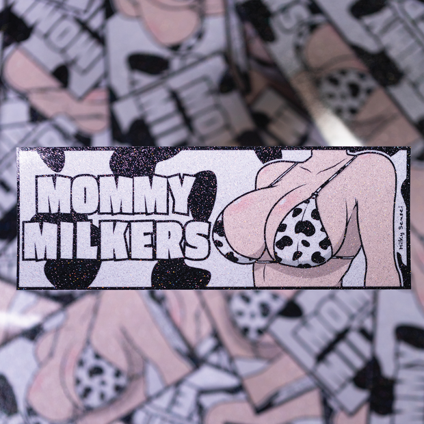 Mommy Milkers Slap Sticker - Black (Glitter Holo)