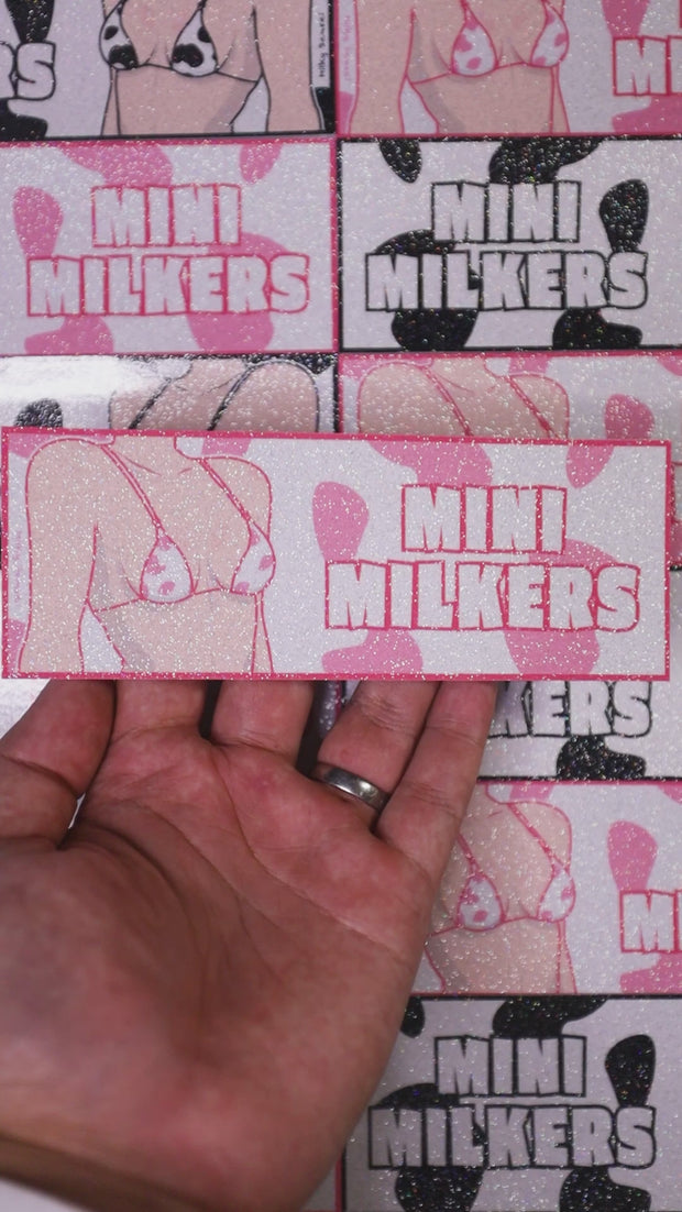 Mini Milkers Slap Sticker - Pink (Glitter Holo)