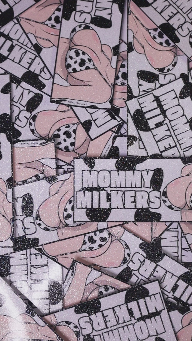 Mommy Milkers Slap Sticker - Black (Glitter Holo)